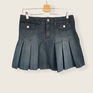 Vintage Point Zero Pleated Cotton Denim Mini Skirt Sz 8